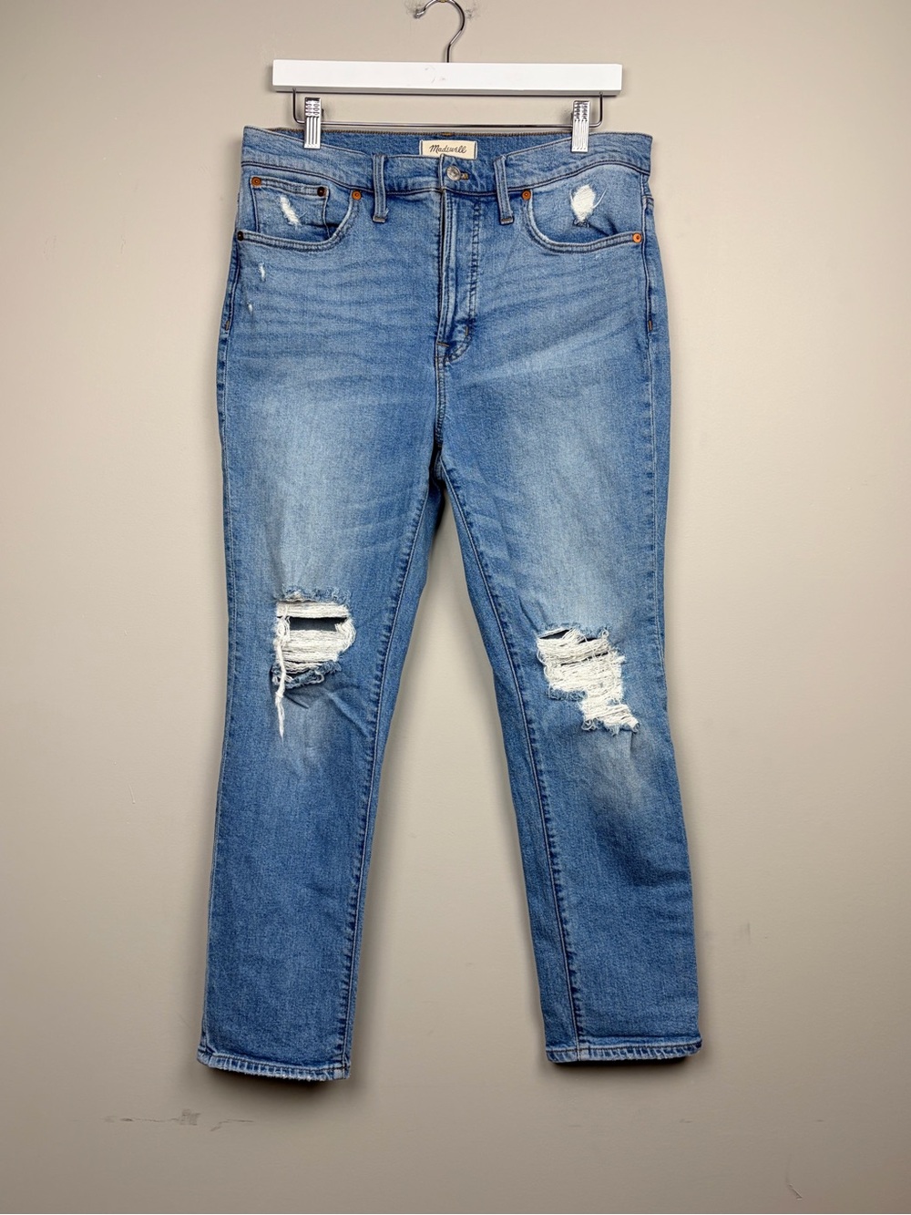 Madewell The Perfect Vintage Jean 29 Distressed High‎ Rise Straight Crop